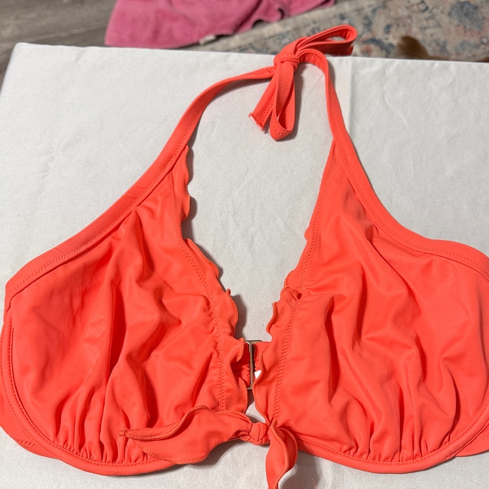 PINK Victoria's Secret Coral Halter Bikini Top